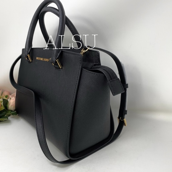 Michael Kors Selma Medium Top ZIP Satchel Le Black - Picture 2 of 8
